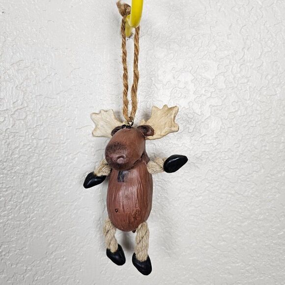 Vintage‎ Bert Anderson Christmas Moose Elk Ornament 2002 Dangling Folk Art Jute - Picture 6 of 14